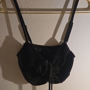 Iris Black Velvet Crop Top